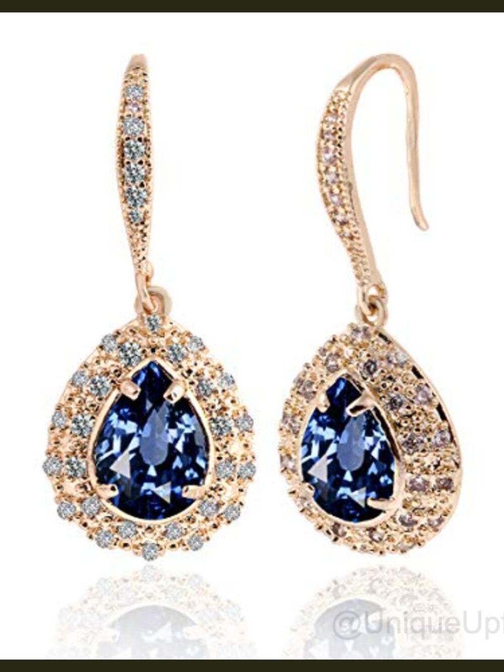 CZ Teardrop Dangle Drop Earrings Sterling Silver 14k White Gold Plated Women
